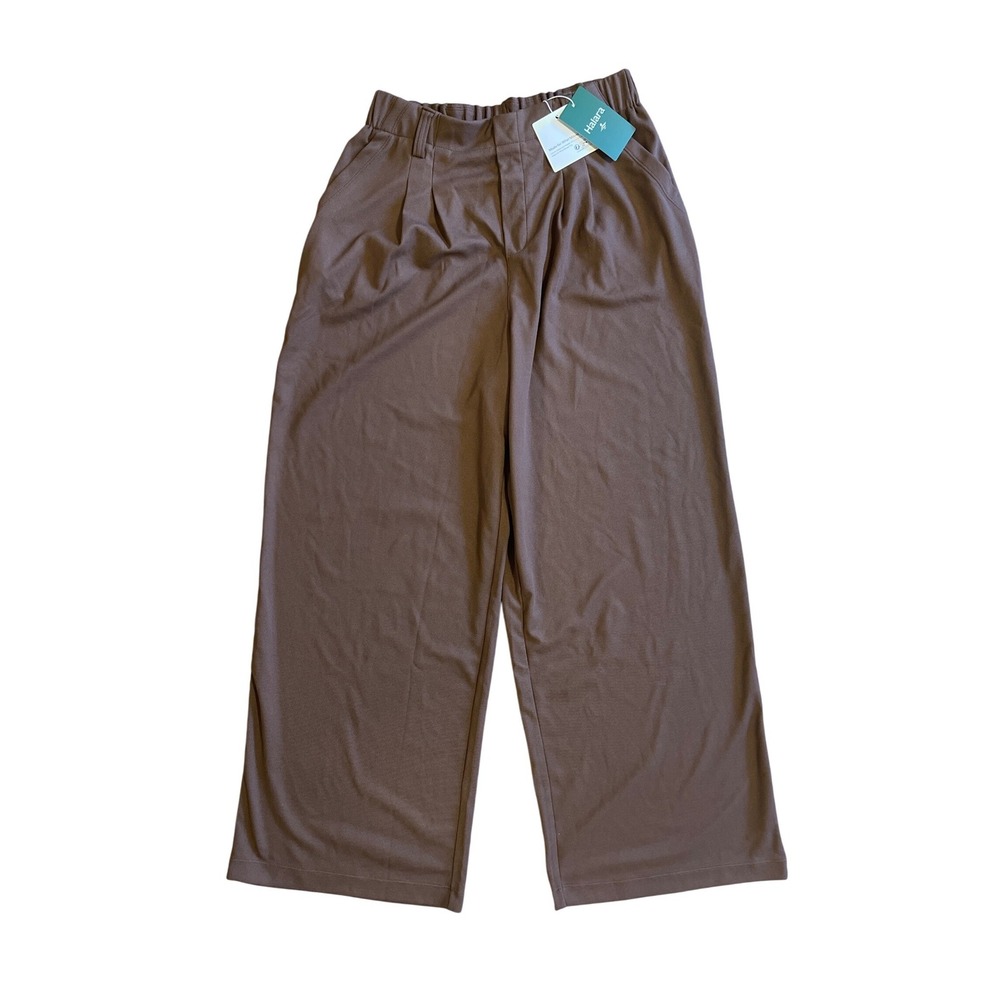 Halara Flex High Waisted Pocket Wide Leg Waffle Work Pants M Brown Partridge